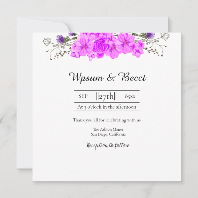 Wedding Beautiful Floral Iivitation Card (Front)