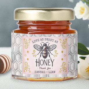 Wedding Bee Love Sweet as Honey Thanks Blush Pink Honey Jar Favors