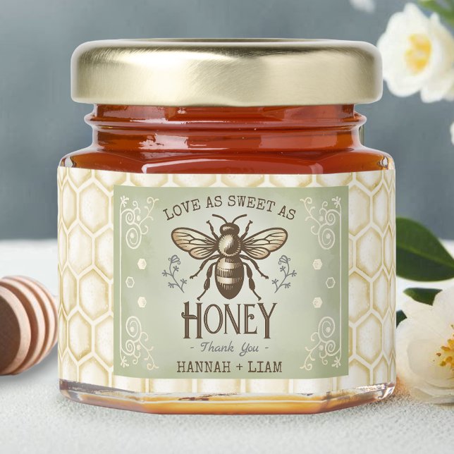 Wedding Bee Love Sweet as Honey Thanks Sage Green Honey Jar Favors (Creator Uploaded)