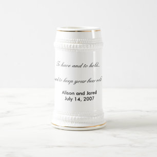Wedding beer stein- wedding favor or gift beer stein