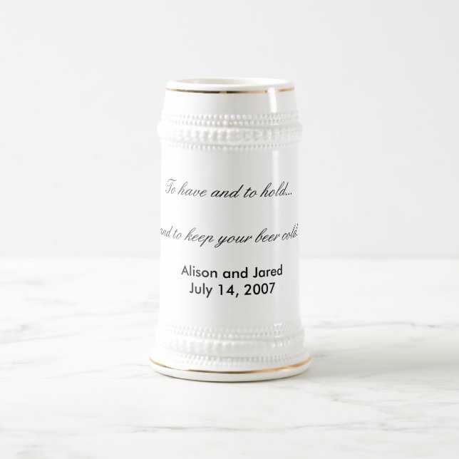 Wedding beer stein- wedding favor or gift stein (Center)