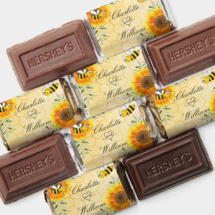 Wedding bees sunflower names bride groom hershey's miniatures