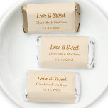 Wedding beige cream gold names Love is Sweet Hershey's Miniatures<br><div class="desc">A light,  soft beige,  cream colored background,  golden text.   Personalize and add your names and the wedding date.  Text: Love is Sweet</div>