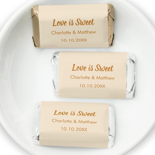 Wedding beige cream gold names Love is Sweet Hershey's Miniatures (Creator Uploaded)