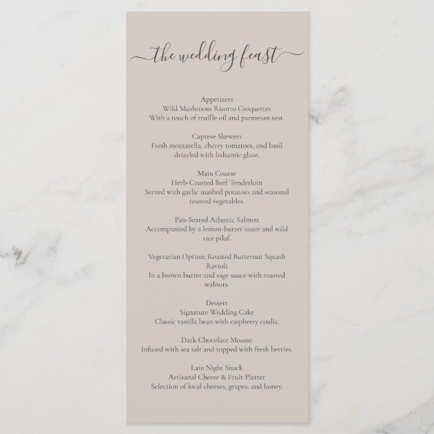 Wedding Beige Fest Menu
