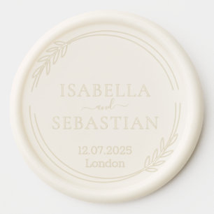 Wedding Beige Monogrammed Circle Flower Wax Seal Sticker