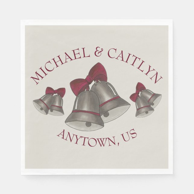 Wedding Bells Anniversary Engagement Party Chimes Napkins (Front)