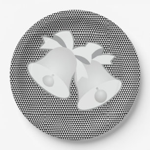 Wedding Bells Blk White Geo Paper Plates