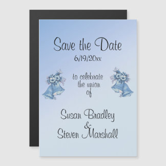 Wedding Bells Blue Save the Date Magnetic Invitation