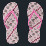 Wedding Bells Bride Pink Rose Flower Bow Flip Flop<br><div class="desc">Features an original wedding-themed illustration of a pink rose boutonniere,  a pair of silver wedding bells,  a bridal bouquet,  and a burgundy bow tie. 

Designer is available to create and upload custom designs to match the colors and themes of your wedding--click "Ask this Designer" to begin the design process!</div>