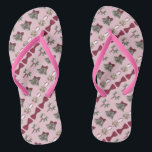 Wedding Bells Bride Pink Rose Flower Bow Flip Flop<br><div class="desc">Features an original wedding-themed illustration of a pink rose boutonniere,  a pair of silver wedding bells,  a bridal bouquet,  and a burgundy bow tie. 

Designer is available to create and upload custom designs to match the colors and themes of your wedding--click "Ask this Designer" to begin the design process!</div>