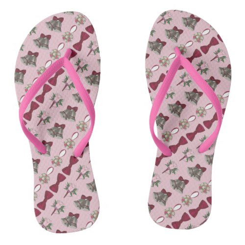 Wedding Bells Bride Pink Rose Flower Bow Flip Flop