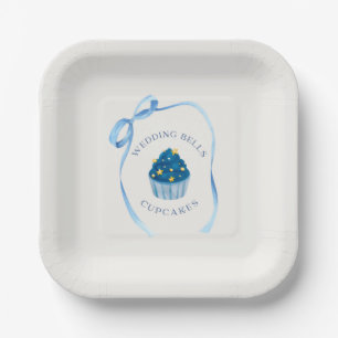 Wedding Bells Cupcakes Blue Bridal Showers Favor Paper Plates