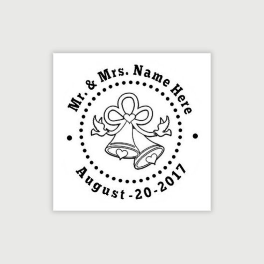 Wedding Bells Custom Embosser with Name and Date (Design View)