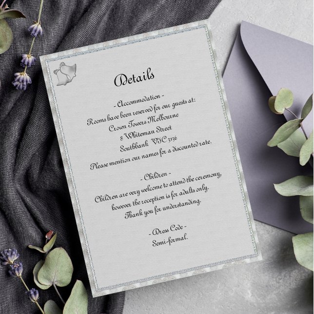 Wedding Bells Elegant Silver Wedding Details Enclosure Card (Creator Uploaded)