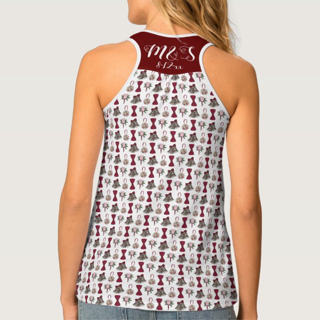Wedding Bells Flowers Bowtie Boutonniere Bouquet Tank Top (Back)
