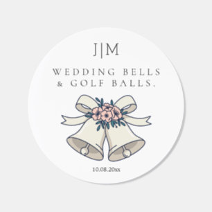 'Wedding Bells & Golf Balls' Custom Initials Date Classic Round Sticker