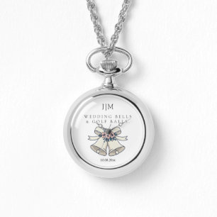 'Wedding Bells & Golf Balls' Custom Initials Date Watch