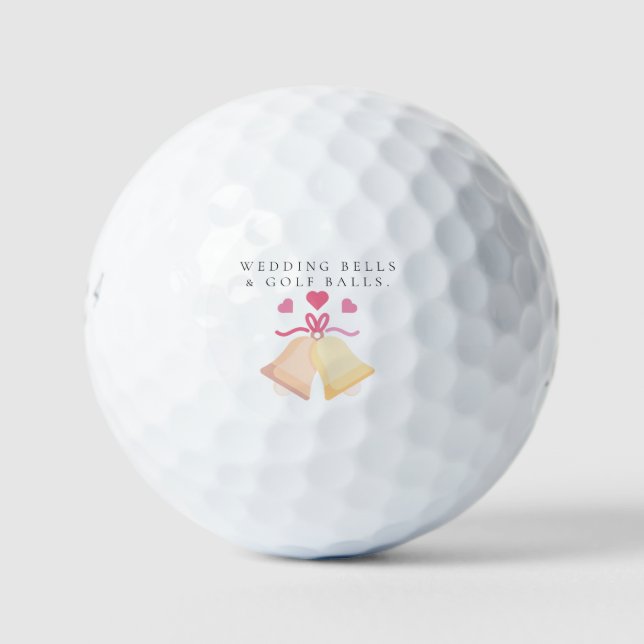 'Wedding Bells & Golf Balls' Wedding Favor Gift  Balls (Front)