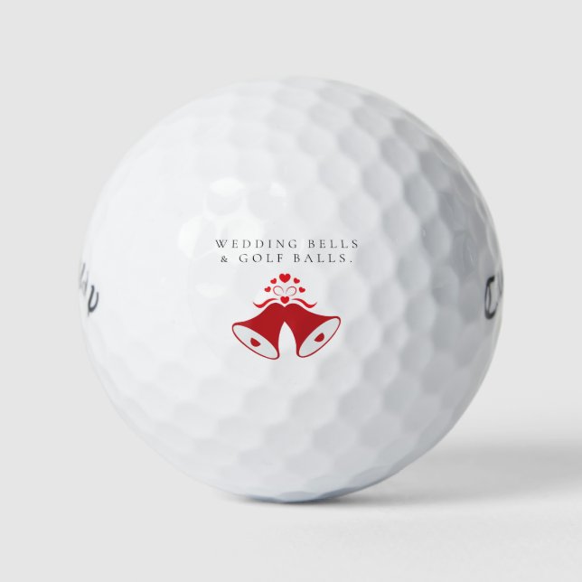 'Wedding Bells & Golf Balls' Wedding Favor Gift  Balls (Front)