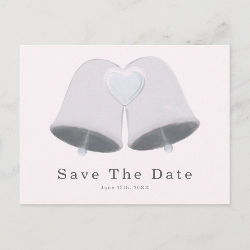 Wedding Bells  Heart Engagement Save The Date Postcard