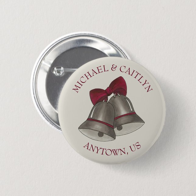 Wedding Bells Marriage Engagement Bridal Shower Button (Front & Back)