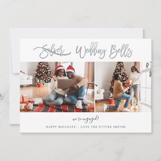 Wedding Bells Multi Photo Engagement Card (Front)