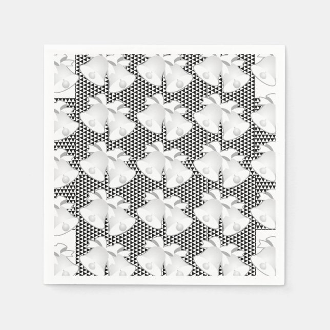 Wedding Bells Repeat Blk White Geo Napkins (Front)