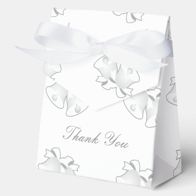 Wedding Bells Repeat White Thank You    Favor Boxes (Front)