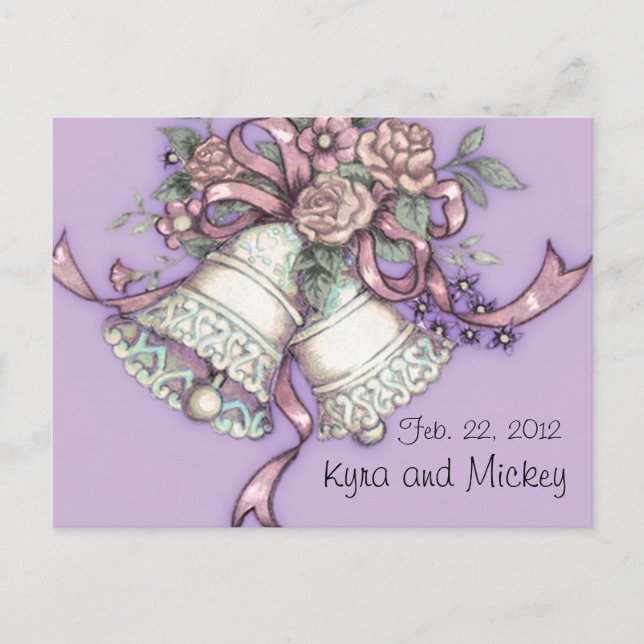 wedding bells save the date postcard (Front)