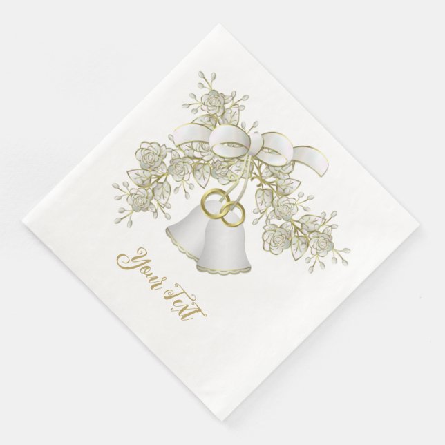 Wedding Bells Standard Cocktail Napkins (Corner)