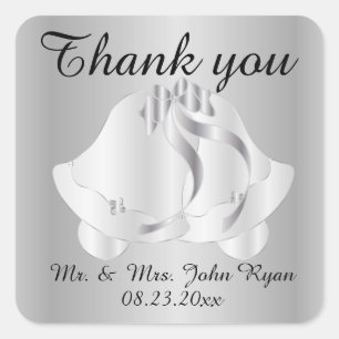 Wedding Bells - Thank You Square Sticker