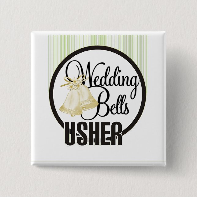 Wedding Bells Usher Button (Front)