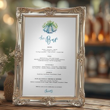 Wedding bells watercolor drinks bar menu