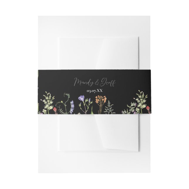Wedding Belly Band Wildflower Floral Delicate Dark (Front Example)