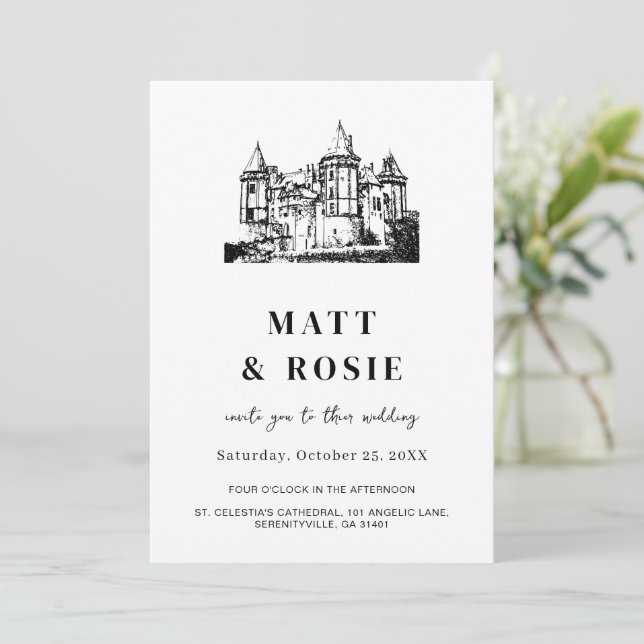Wedding Bespoke With Venue Sketch DIGITAL DOWNLOAD Invitation (Standing Front)