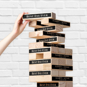 Wedding Best Day Ever Black Topple Tower