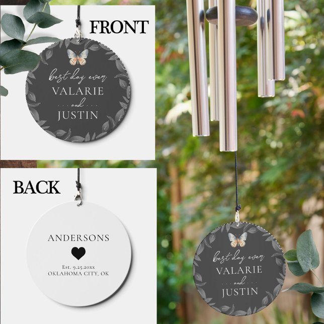 Wedding Best Day Ever Names Date Wind Chime (Creator Uploaded)