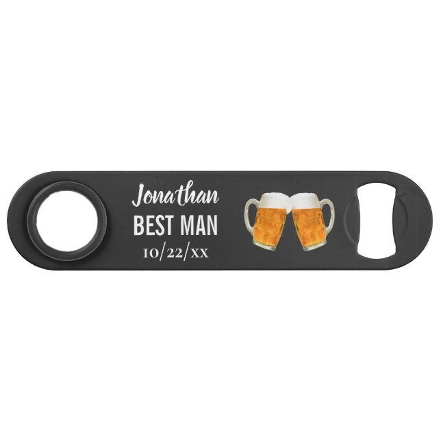 Wedding Best Man Bachelor Party Favor Beer Cheers Bar Key (Back Horizontal)