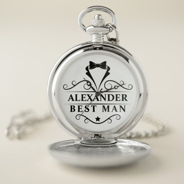Wedding Best Man Black Tie Pocket Watch (Inside)