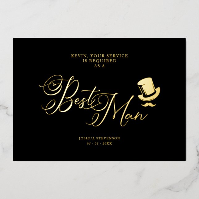 Wedding Best Man Funny Minimalist Proposal Card (Front)