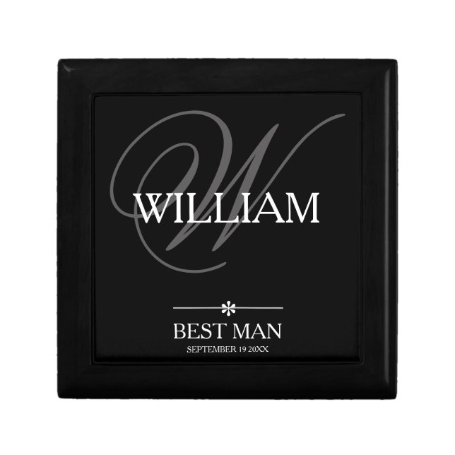 Wedding Best Man Gift Custom Name Modern Cute Box (Front)