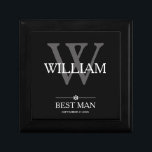 Wedding Best Man Gift Custom Name Modern Cute Box<br><div class="desc">Wedding Best Man Gift Custom Name Modern Cute Keepsake Gift Box. Click personalize this template to customize it with your monogram last name initial, your first name and date quickly and easily. Matching Best Man Gift items in store. Ships Worldwide fast. Wedding Best Man Gift Custom Name Modern Cute Gift...</div>