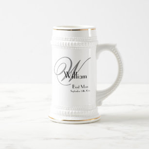 Wedding Best Man Gift Modern Monogram + Name Cool Beer Stein