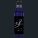 Wedding Best Man Gift Modern Monogram Name Cool Stainless Steel Water Bottle<br><div class="desc">Wedding Best Man Gift modern monogram initial and Best Man name, cool stainless steel water bottle. Add that extra special touch with a monogrammed gift specially for your Best Man. Click personalize this template to customize your own monogram last name initial and your own first name and date quickly and...</div>