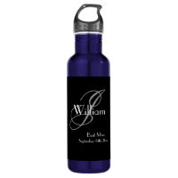 Wedding Best Man Gift Modern Monogram Name Cool Stainless Steel Water Bottle