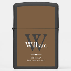 Wedding Best Man Gift Modern Monogram + Name Cool Zippo Lighter
