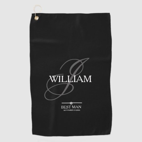 Wedding Best Man Gift Monogram Name Modern Cool  Golf Towel