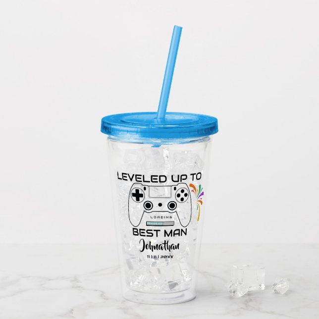 Wedding Best Man Leveled Up Gamer Acrylic Tumbler (Back Ice)