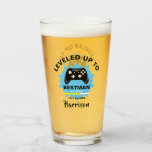 Wedding  Best Man Leveled Up Gamer Fun Glass<br><div class="desc">A modern best man gift idea for those who love playing computer generated games,  featuring two games consoles and a humor statement "Leveled Up To Best Man" Just customize with a personal name for that extra special touch at no extra cost.</div>